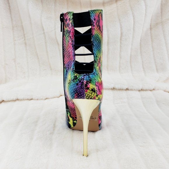 Colorful Rainbow Snake Bandage Ankle Boots - Picture 6 of 13